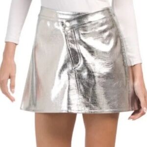 Torn by RONNY  KOBO Metallic silver Asymmetrical mini skirt